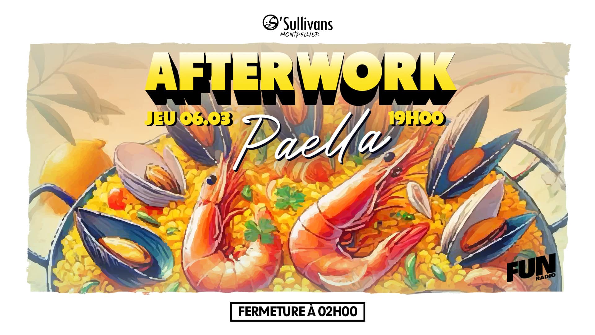 Afterwork Paella O’Sullivans Pub Montpellier